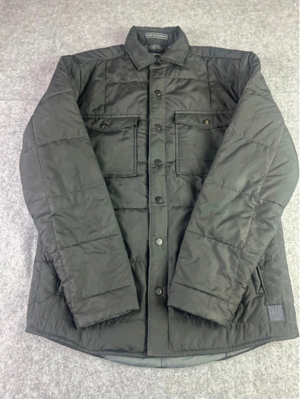 VIG 1946 Quilted Utility Jacket Men’s Small Black Gray Outdoor